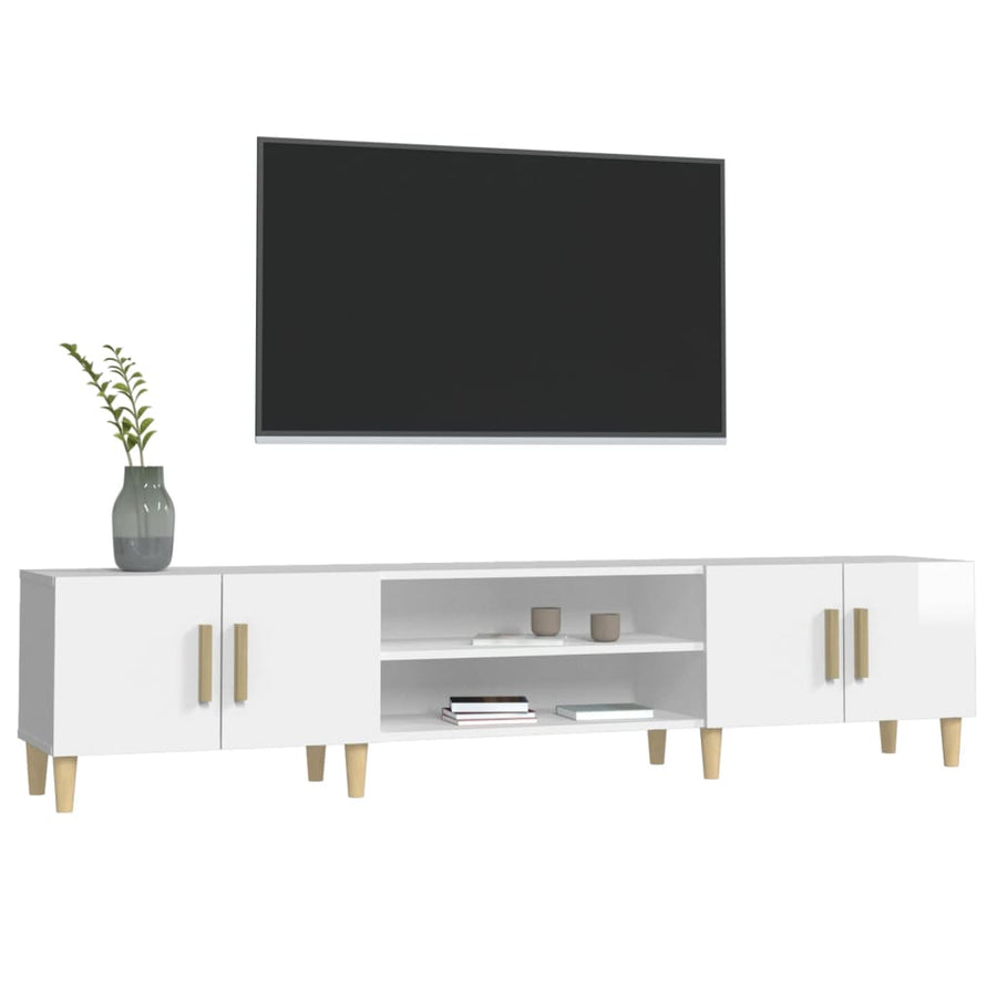 Tv-Meubel 80X3,5X40 Cm Bewerkt Hout Hoogglans wit
