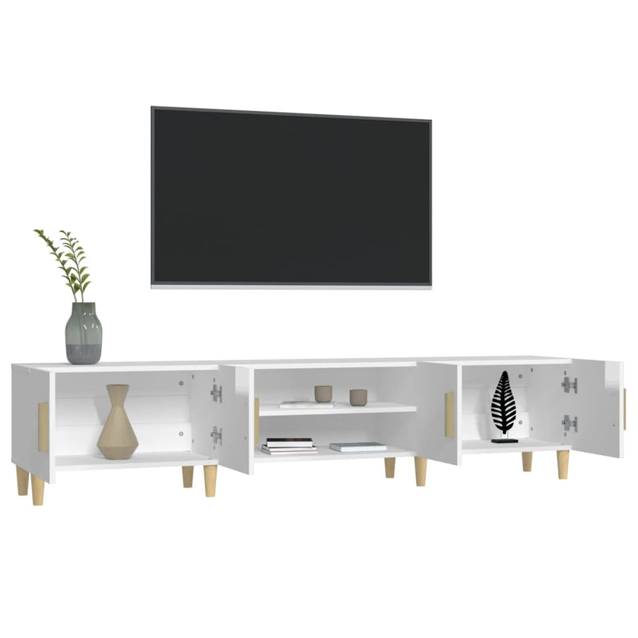 Tv-Meubel 80X3,5X40 Cm Bewerkt Hout Hoogglans wit