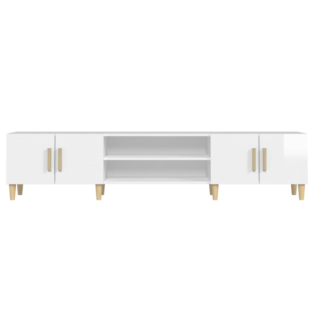 Tv-Meubel 80X3,5X40 Cm Bewerkt Hout Hoogglans wit