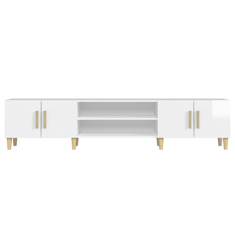 Tv-Meubel 80X3,5X40 Cm Bewerkt Hout Hoogglans wit