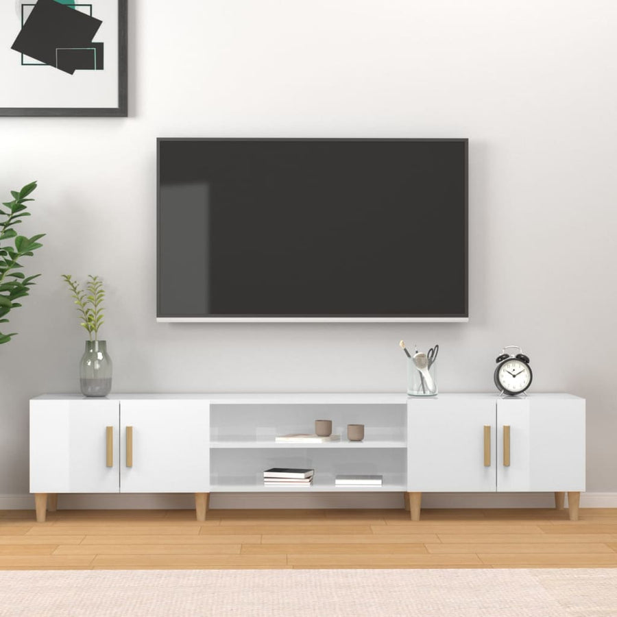 Tv-Meubel 80X3,5X40 Cm Bewerkt Hout Hoogglans wit