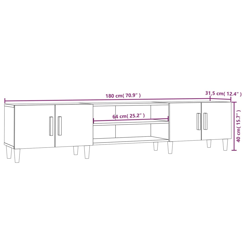Tv-Meubel 80X3,5X40 Cm Bewerkt Hout Betongrijs
