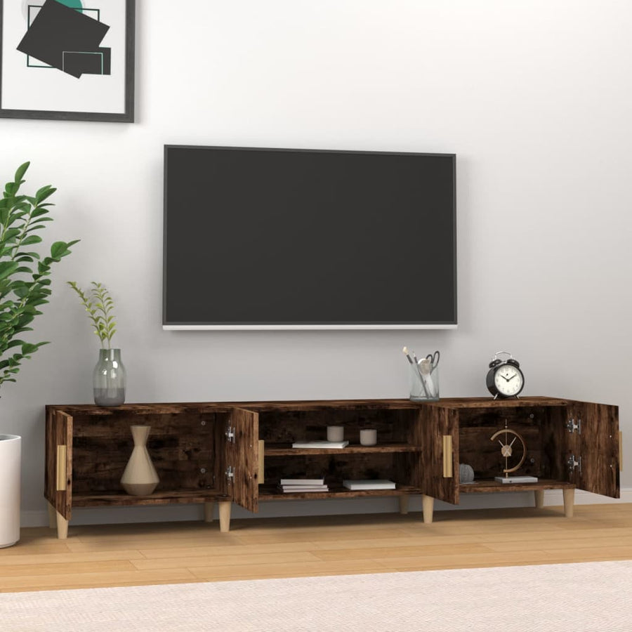 Tv-Meubel 80X3,5X40 Cm Bewerkt Hout Kleurig Gerookt eiken