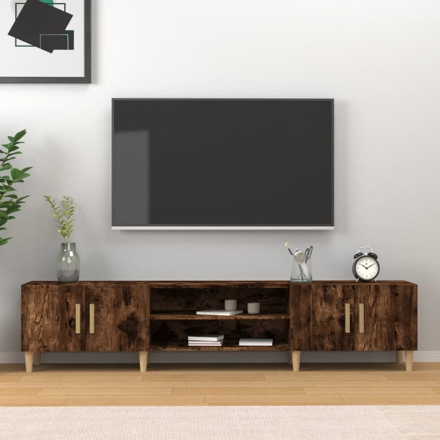 Tv-Meubel 80X3,5X40 Cm Bewerkt Hout Kleurig Gerookt eiken