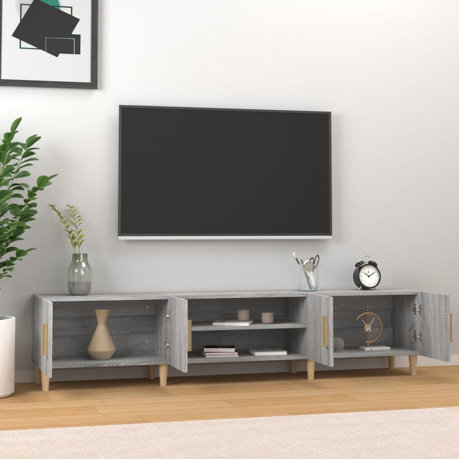 Tv-Meubel 80X3,5X40 Cm Bewerkt Hout Eikenkleurig Grijs sonoma