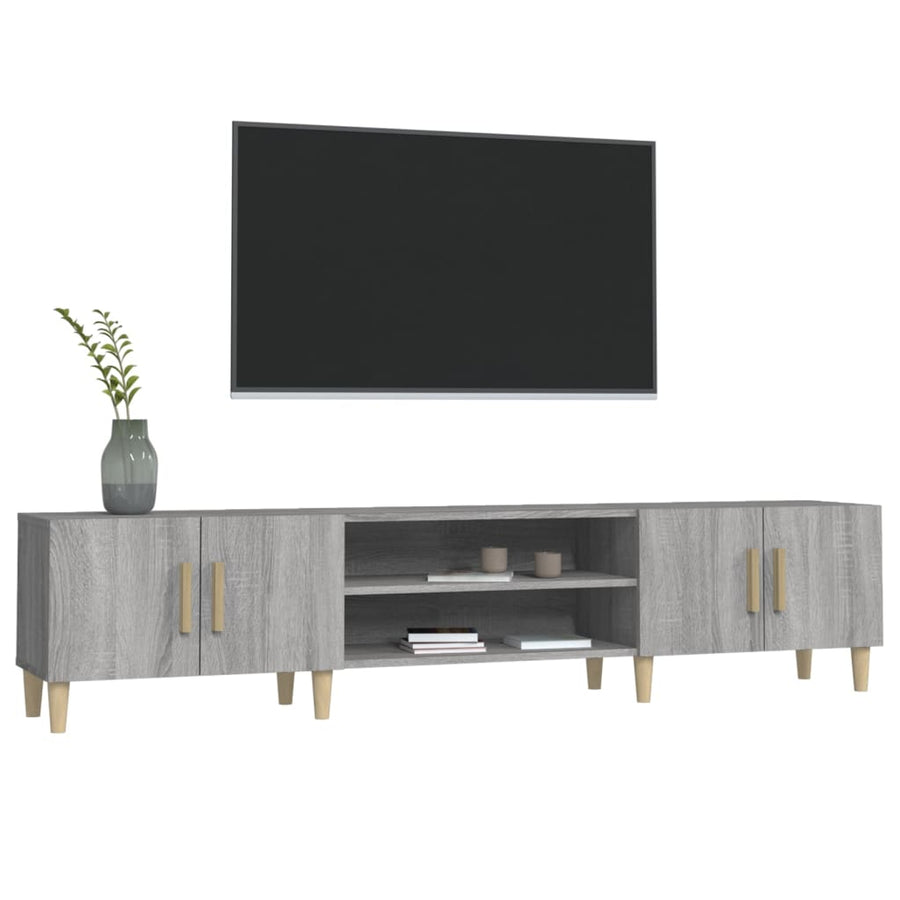 Tv-Meubel 80X3,5X40 Cm Bewerkt Hout Eikenkleurig Grijs sonoma