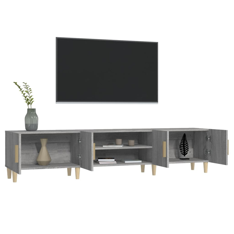 Tv-Meubel 80X3,5X40 Cm Bewerkt Hout Eikenkleurig Grijs sonoma