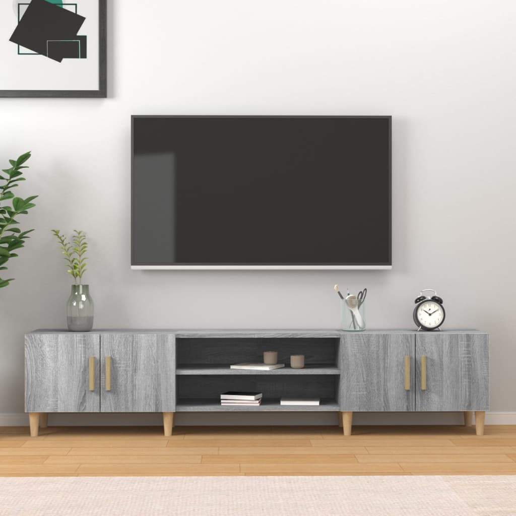 Tv-Meubel 80X3,5X40 Cm Bewerkt Hout Eikenkleurig Grijs sonoma