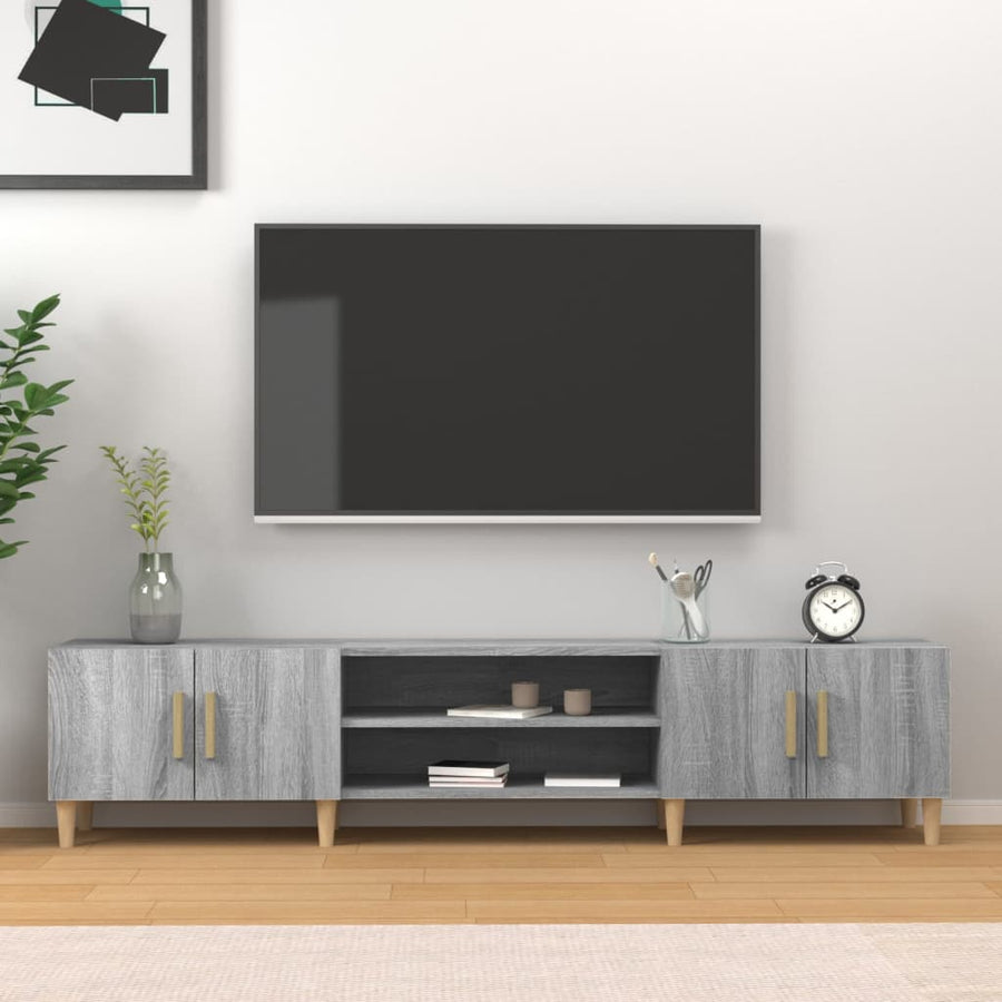 Tv-Meubel 80X3,5X40 Cm Bewerkt Hout Eikenkleurig Grijs sonoma