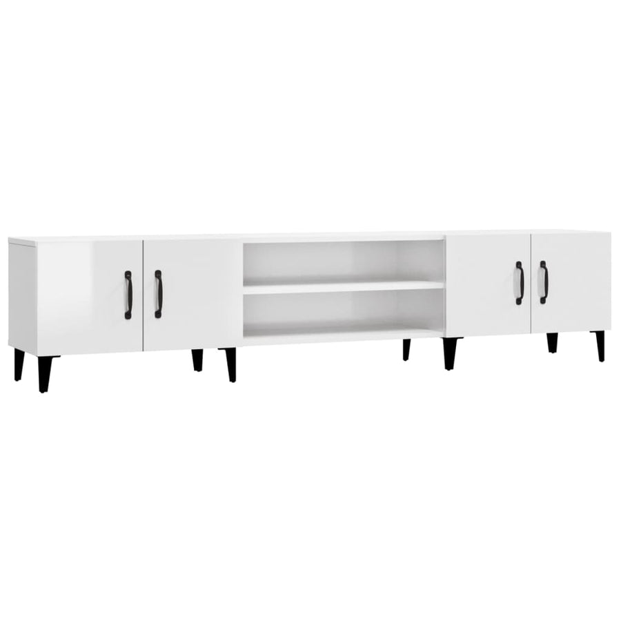 Tv-Meubel 80X3,5X40 Cm Bewerkt Hout Hoogglans wit