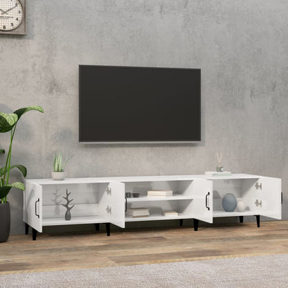 Tv-Meubel 80X3,5X40 Cm Bewerkt Hout Hoogglans wit