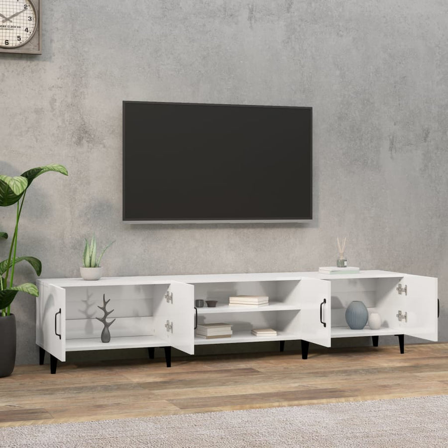 Tv-Meubel 80X3,5X40 Cm Bewerkt Hout Hoogglans wit