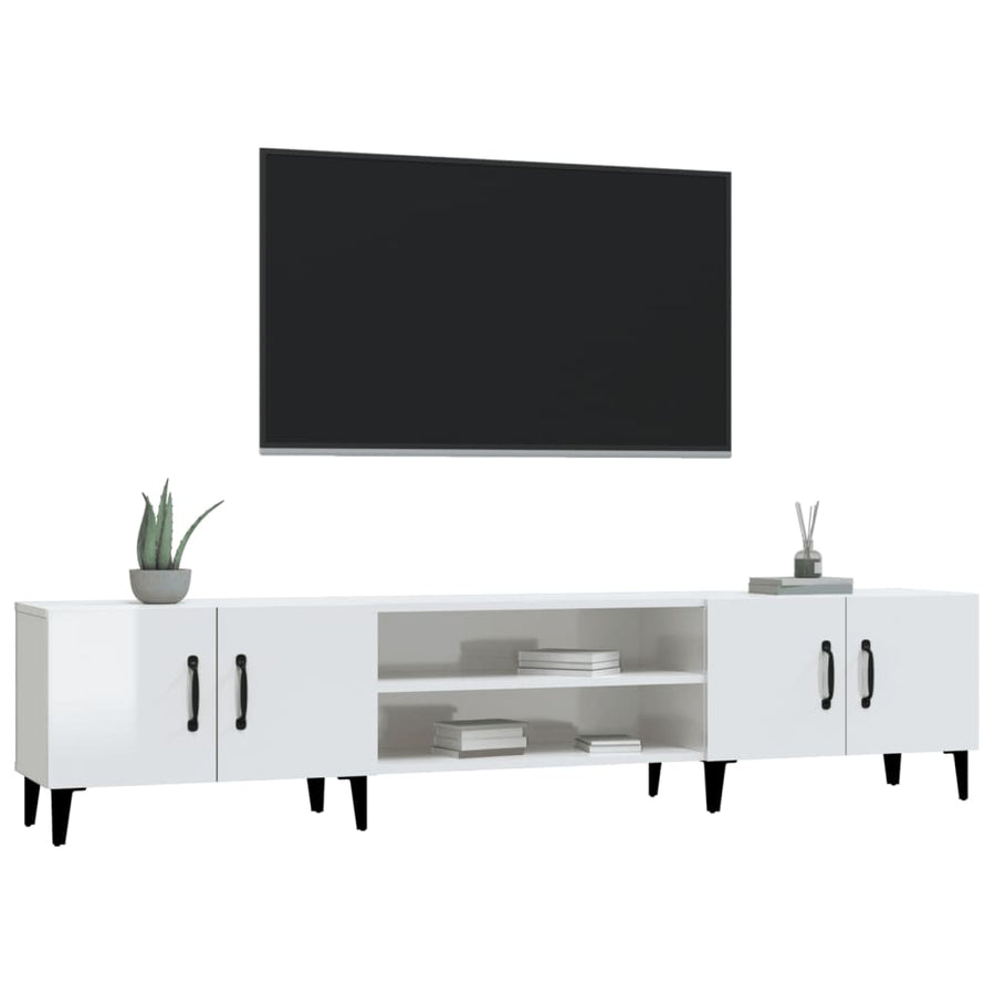Tv-Meubel 80X3,5X40 Cm Bewerkt Hout Hoogglans wit