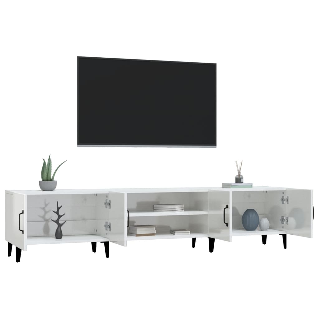 Tv-Meubel 80X3,5X40 Cm Bewerkt Hout Hoogglans wit