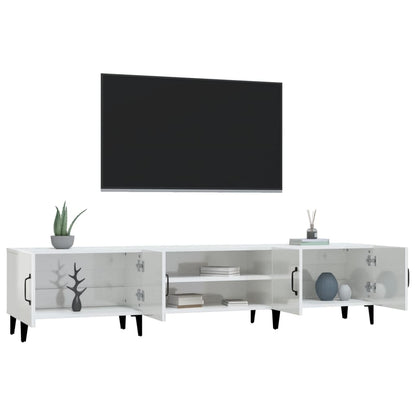 Tv-Meubel 80X3,5X40 Cm Bewerkt Hout Hoogglans wit