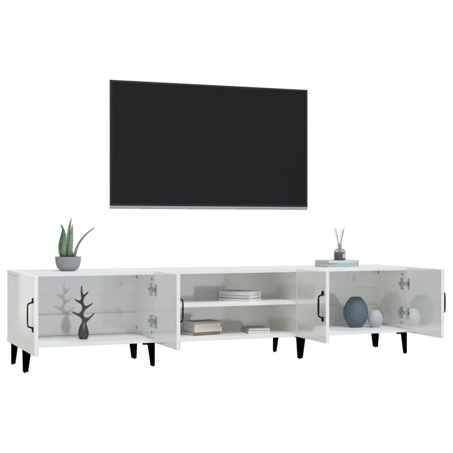 Tv-Meubel 80X3,5X40 Cm Bewerkt Hout Hoogglans wit