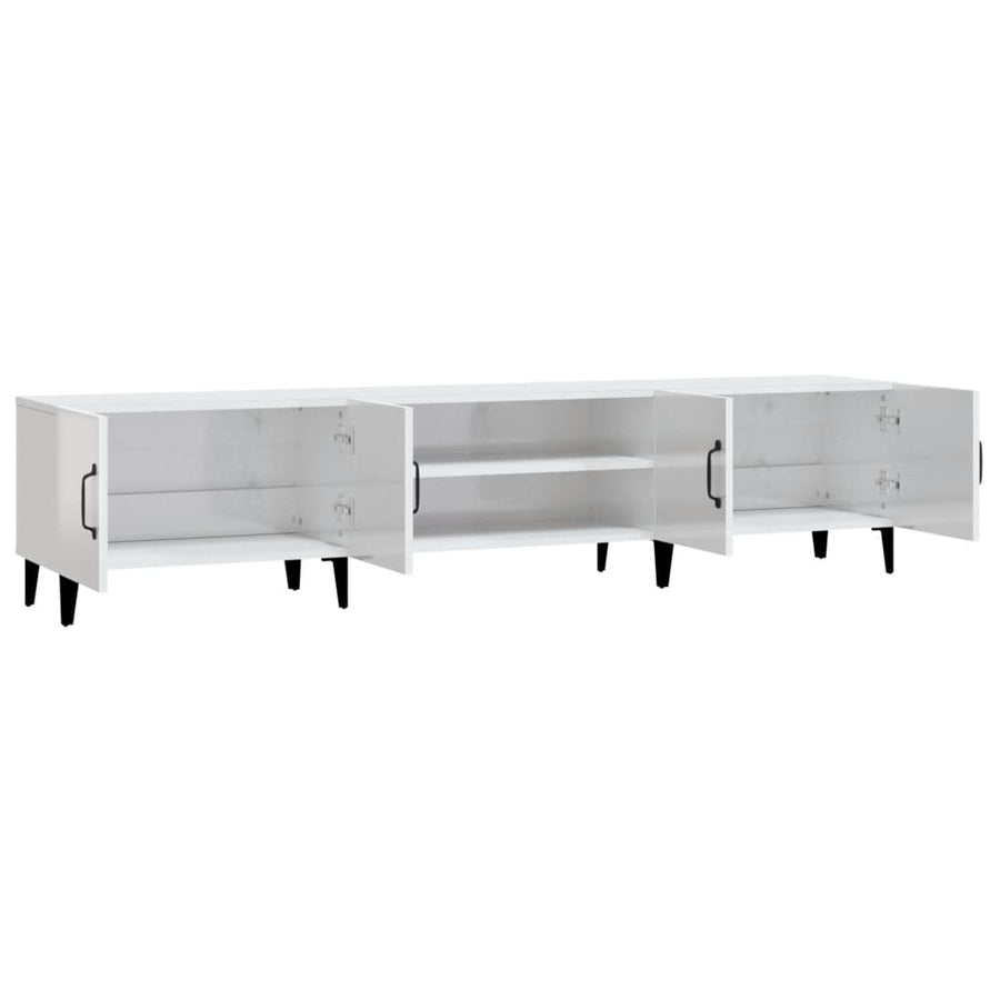 Tv-Meubel 80X3,5X40 Cm Bewerkt Hout Hoogglans wit