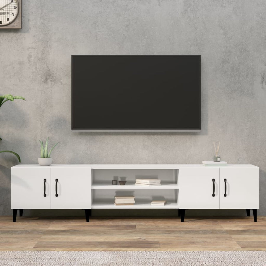 Tv-Meubel 80X3,5X40 Cm Bewerkt Hout Hoogglans wit