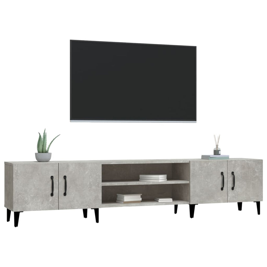 Tv-Meubel 80X3,5X40 Cm Bewerkt Hout Betongrijs