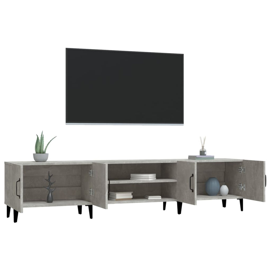 Tv-Meubel 80X3,5X40 Cm Bewerkt Hout Betongrijs