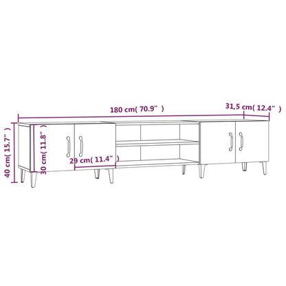 Tv-Meubel 180X31,5X40 Cm Bewerkt Hout Gerookt Eikenkleurig