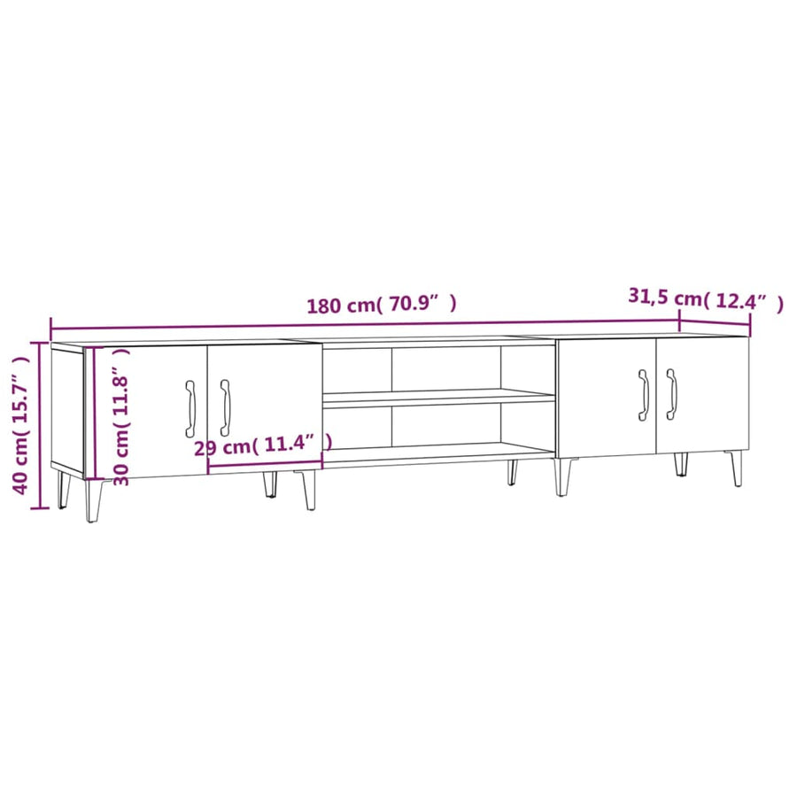 Tv-Meubel 180X31,5X40 Cm Bewerkt Hout Gerookt Eikenkleurig