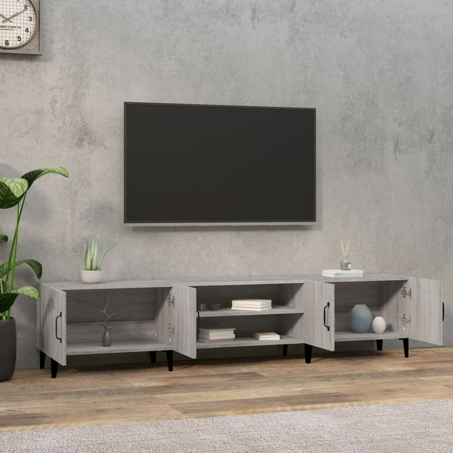 Tv-Meubel 80X3,5X40 Cm Bewerkt Hout Eikenkleurig Grijs sonoma