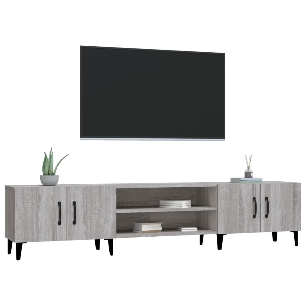 Tv-Meubel 80X3,5X40 Cm Bewerkt Hout Eikenkleurig Grijs sonoma