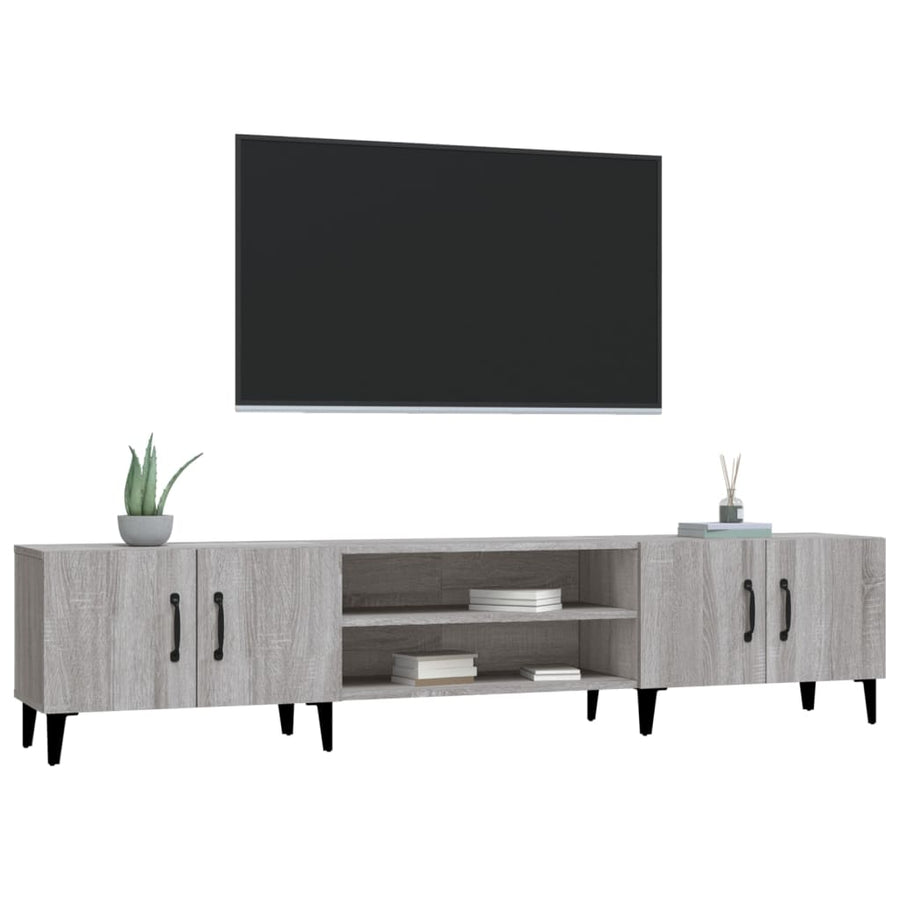 Tv-Meubel 80X3,5X40 Cm Bewerkt Hout Eikenkleurig Grijs sonoma