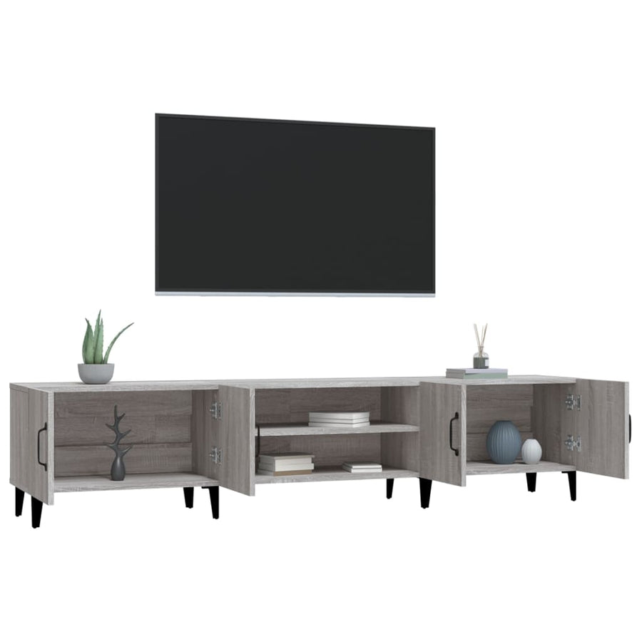 Tv-Meubel 80X3,5X40 Cm Bewerkt Hout Eikenkleurig Grijs sonoma