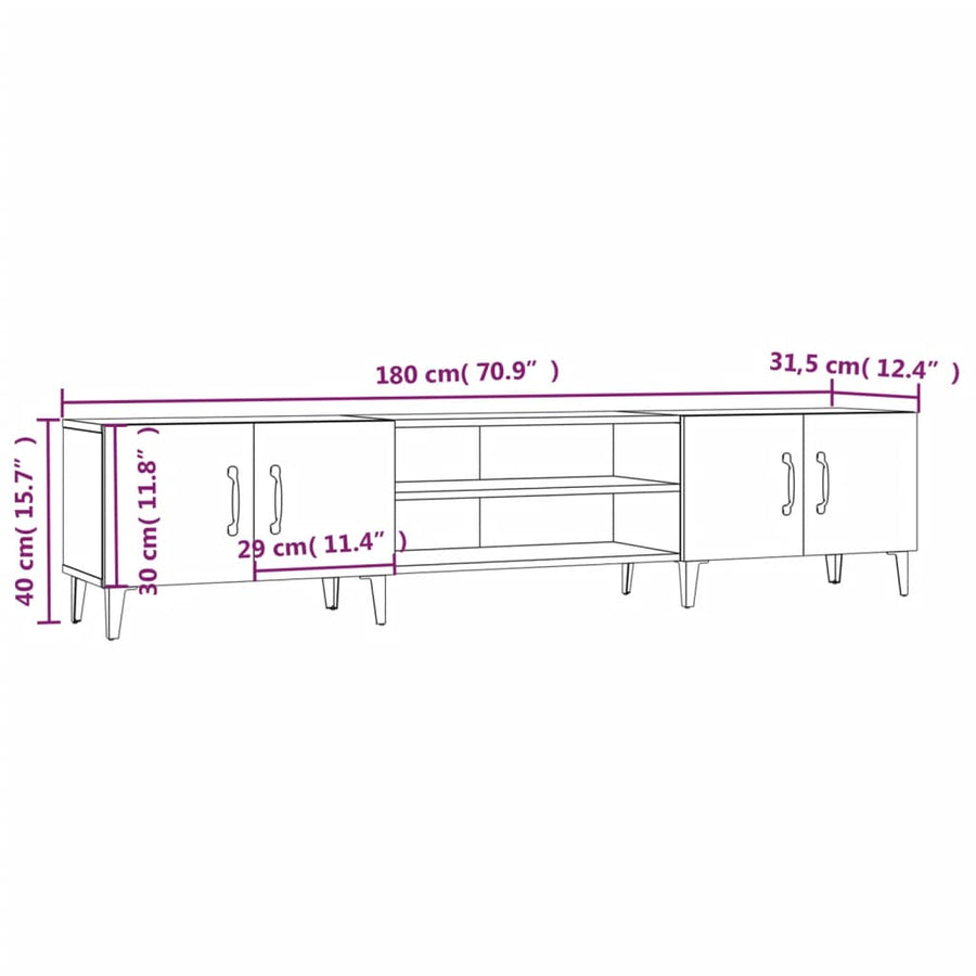 Tv-Meubel 80X3,5X40 Cm Bewerkt Hout Eikenkleurig Grijs sonoma