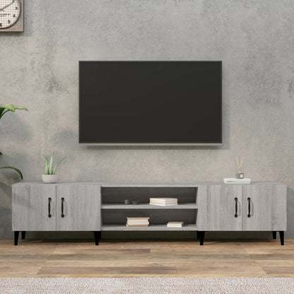 Tv-Meubel 80X3,5X40 Cm Bewerkt Hout Eikenkleurig Grijs sonoma