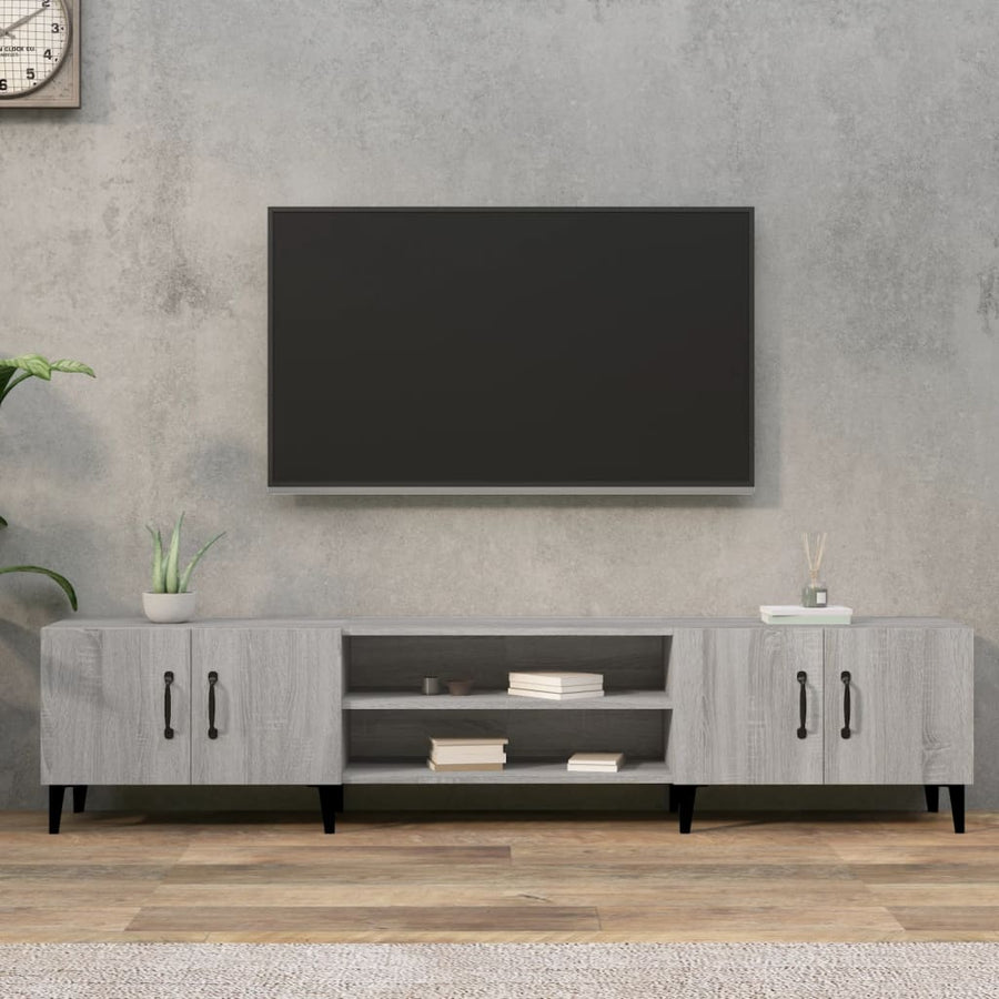 Tv-Meubel 80X3,5X40 Cm Bewerkt Hout Eikenkleurig Grijs sonoma