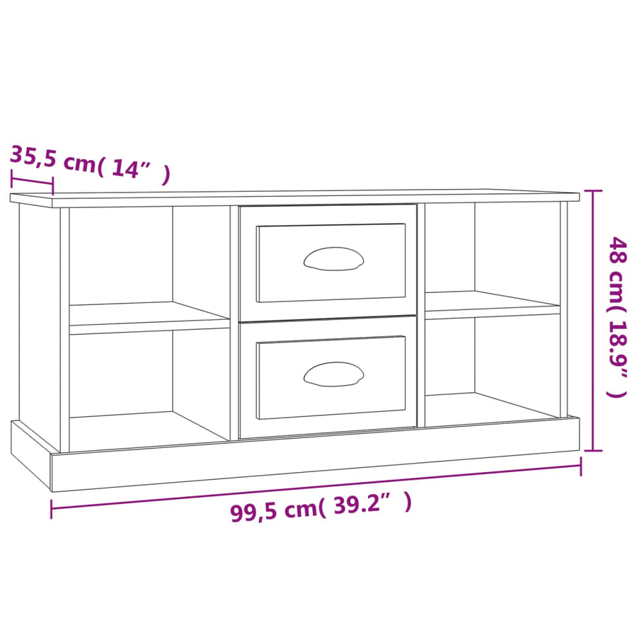 Tv-Meubel 99,5X35,5X48 Cm Bewerkt Hout Kleurig Sonoma eiken