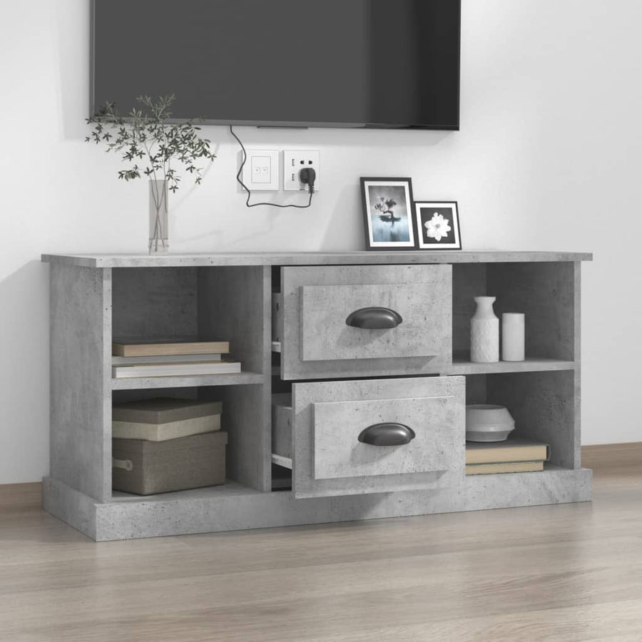 Tv-Meubel 99,5X35,5X48 Cm Bewerkt Hout Betongrijs