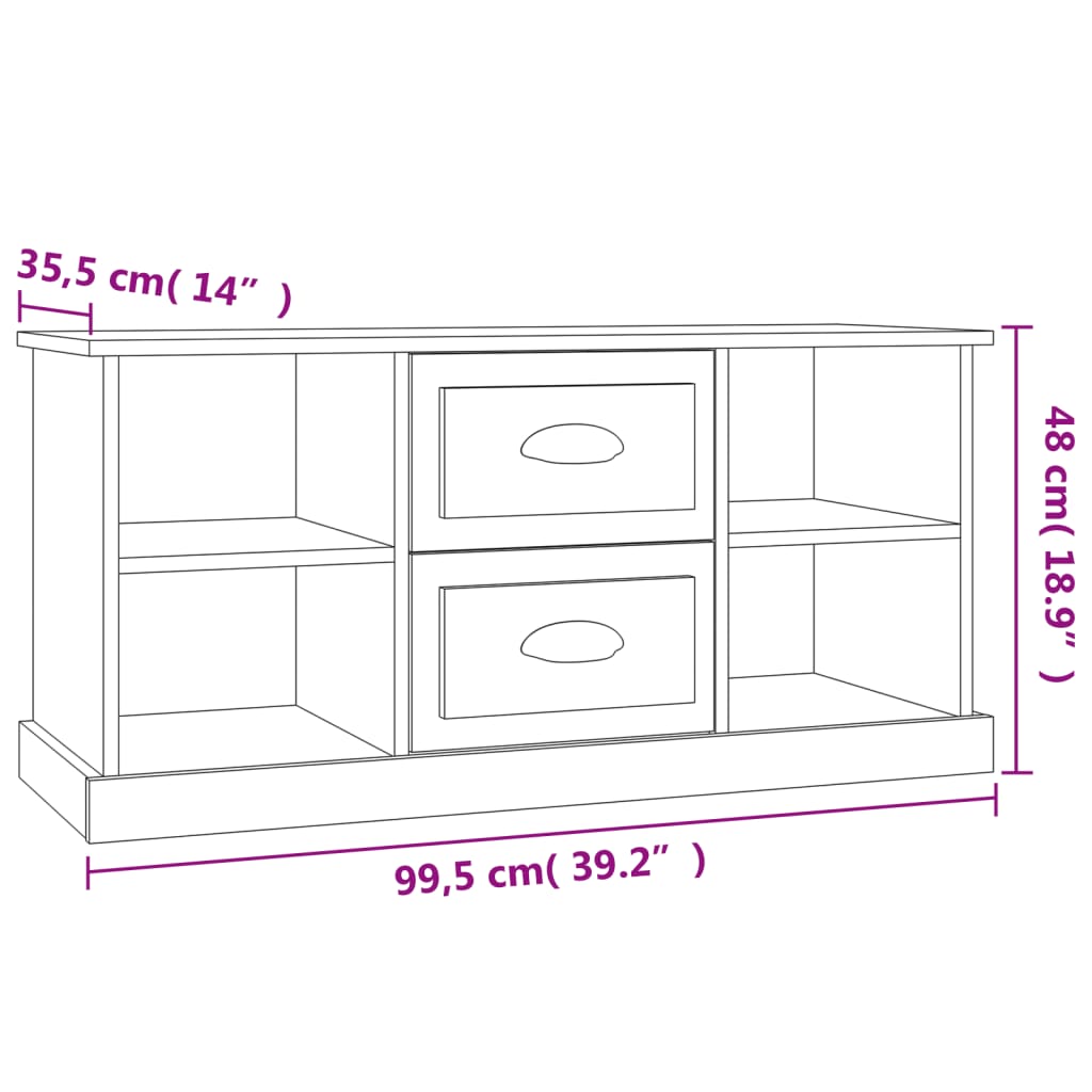 Tv-Meubel 99,5X35,5X48 Cm Bewerkt Hout Betongrijs