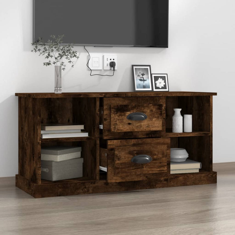 Tv-Meubel 99,5X35,5X48 Cm Bewerkt Hout Kleurig Gerookt eiken