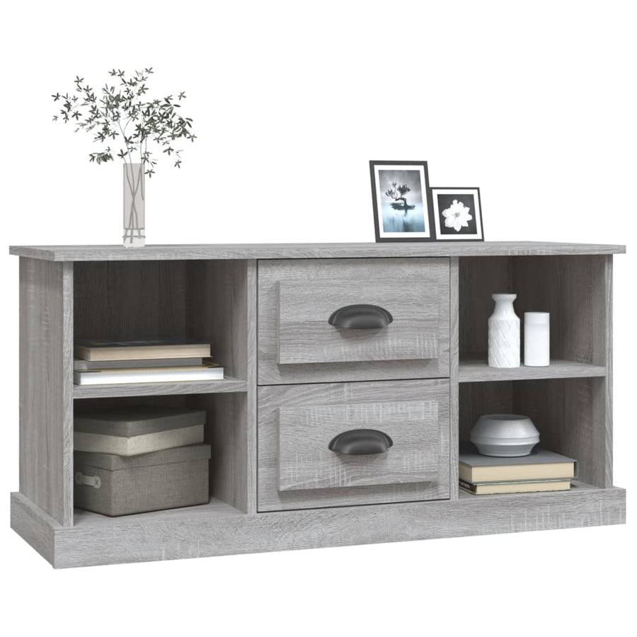 Tv-Meubel 99,5X35,5X48 Cm Bewerkt Hout Eikenkleur Grijs sonoma
