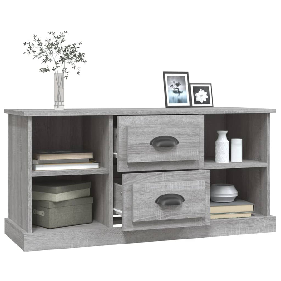 Tv-Meubel 99,5X35,5X48 Cm Bewerkt Hout Eikenkleur Grijs sonoma