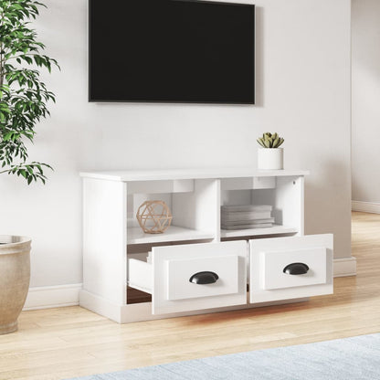 Tv-Meubel Bewerkt Hout Hoogglans wit