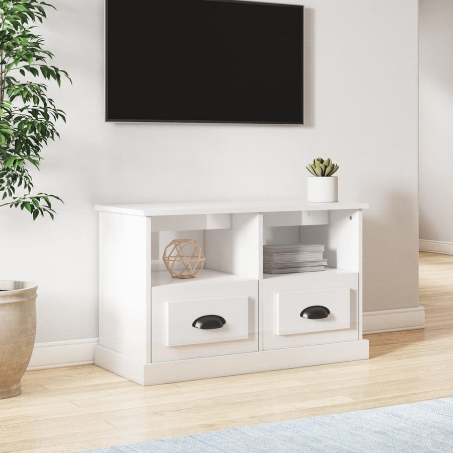 Tv-Meubel Bewerkt Hout Hoogglans wit