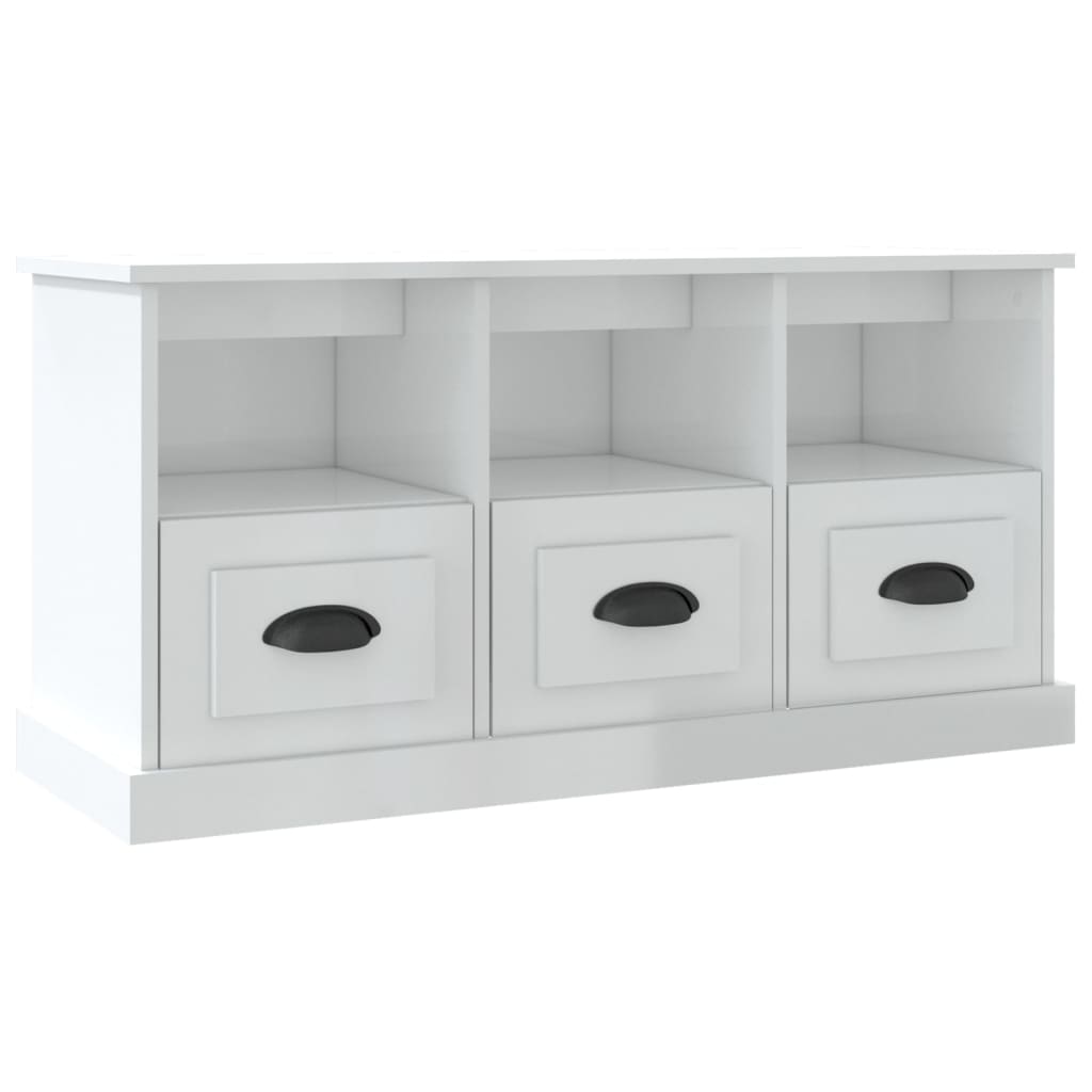 Tv-Meubel 00X35X50 Cm Bewerkt Hout Hoogglans wit