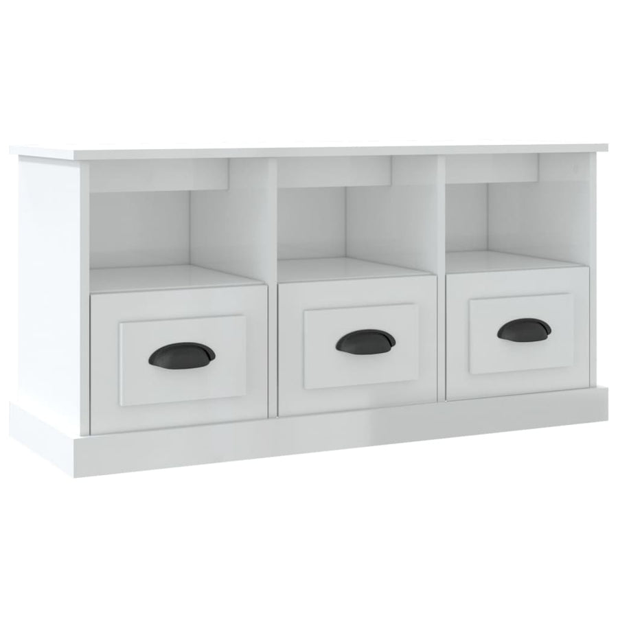 Tv-Meubel 00X35X50 Cm Bewerkt Hout Hoogglans wit