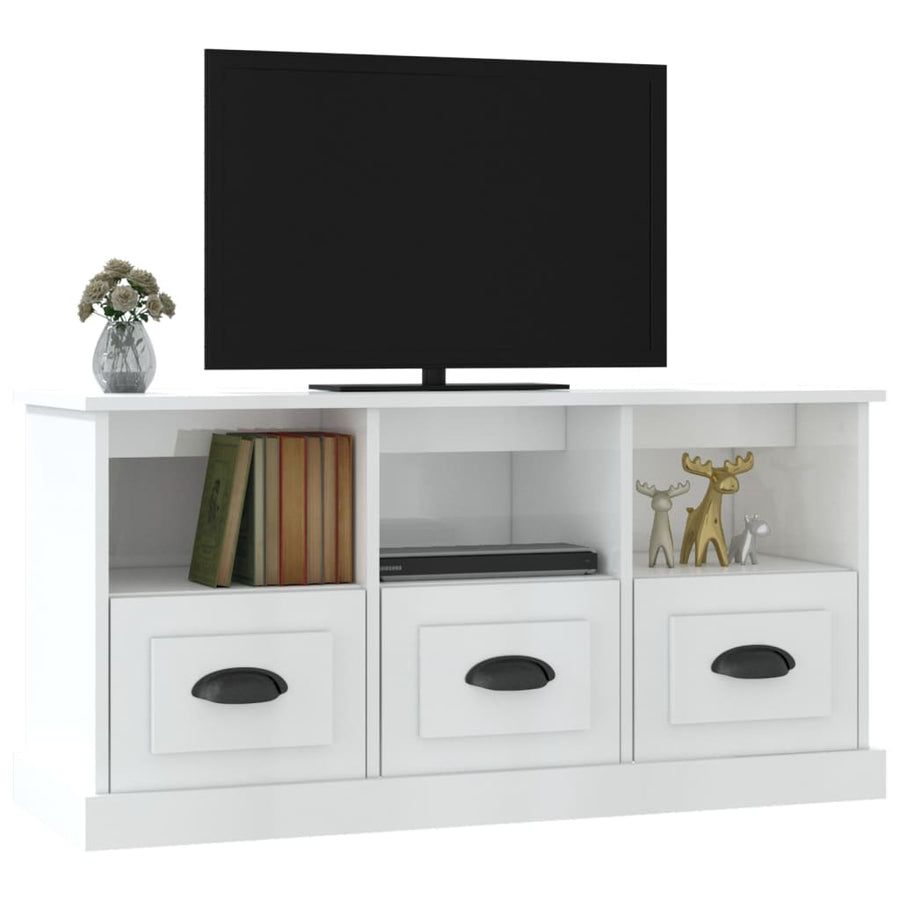 Tv-Meubel 00X35X50 Cm Bewerkt Hout Hoogglans wit