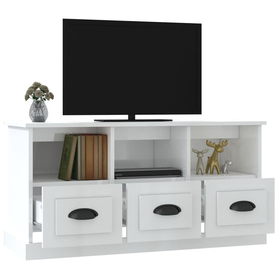 Tv-Meubel 00X35X50 Cm Bewerkt Hout Hoogglans wit