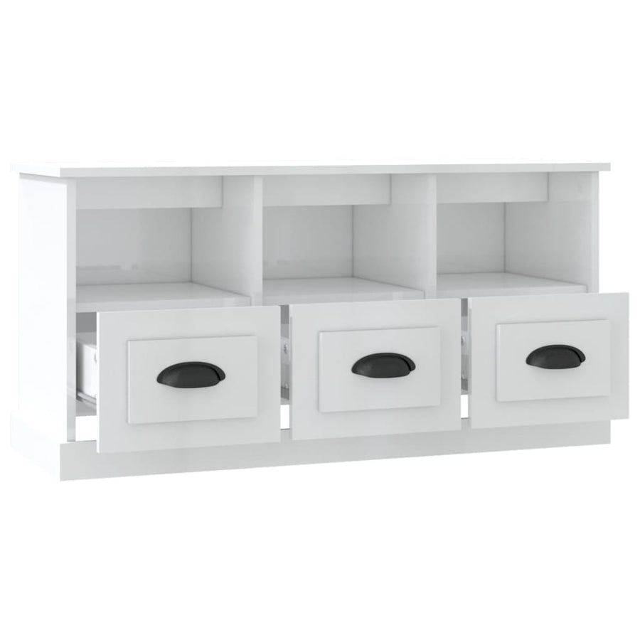 Tv-Meubel 00X35X50 Cm Bewerkt Hout Hoogglans wit