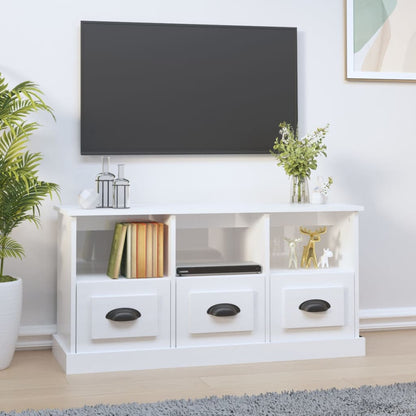 Tv-Meubel 00X35X50 Cm Bewerkt Hout Hoogglans wit