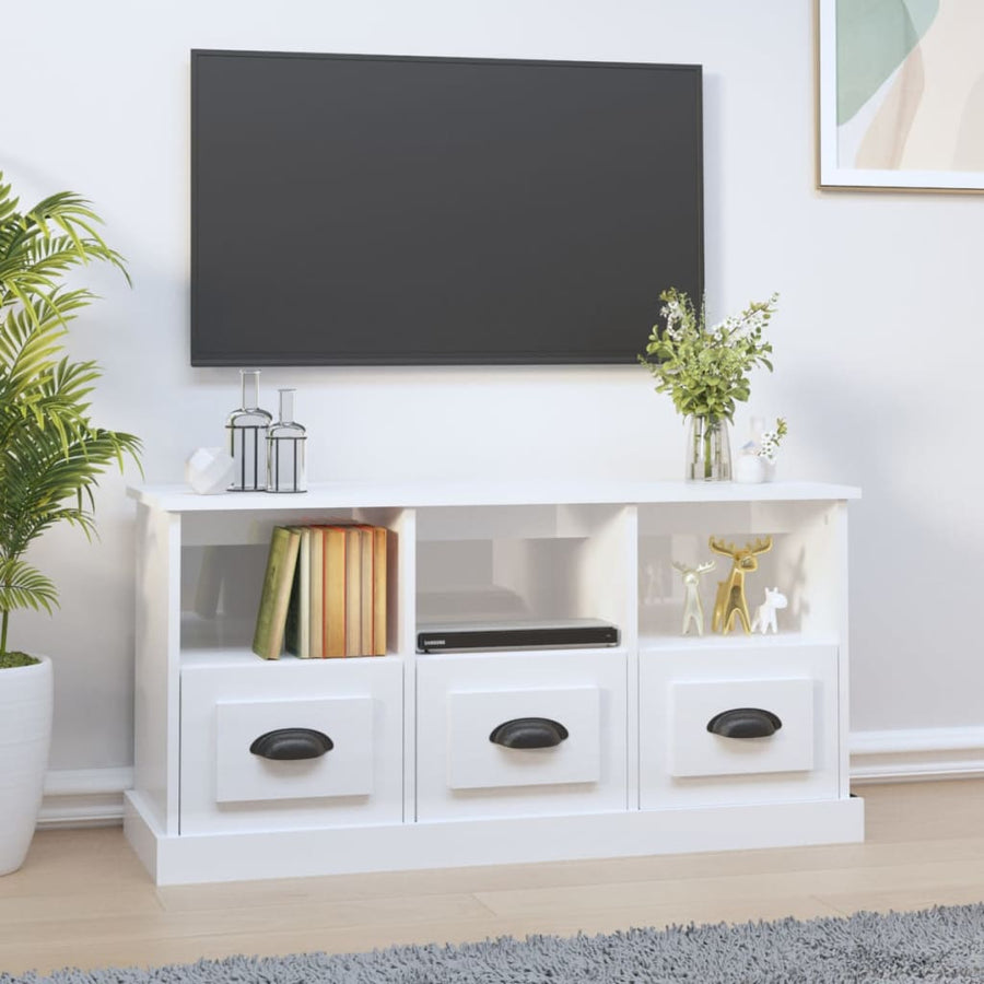 Tv-Meubel 00X35X50 Cm Bewerkt Hout Hoogglans wit