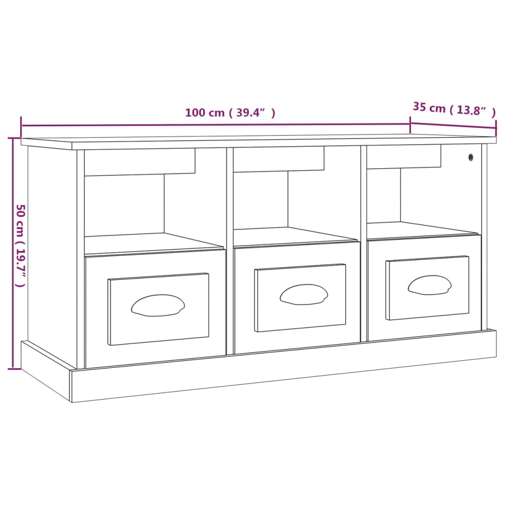 Tv-Meubel 00X35X50 Cm Bewerkt Hout Kleurig Sonoma eiken