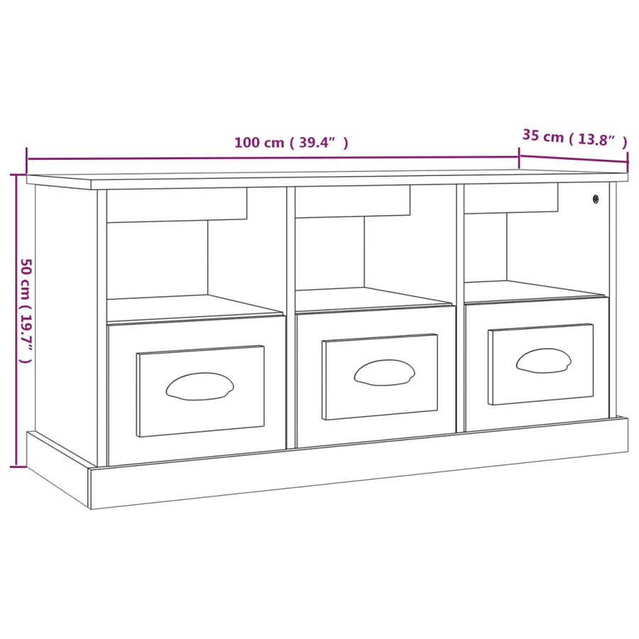 Tv-Meubel 00X35X50 Cm Bewerkt Hout Betongrijs